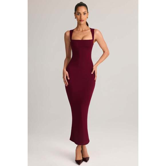 Oh Polly Dresses & Skirts - Oh Polly Modal Square-Neck Midi Dress in Wine Size MM